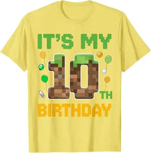 Birthday Boy It's My 10th Birthday Gamer Pixel Number T-Shirt 10 Years Old Sons Nephew B-day Novelty Gift Video Game Saying Tee