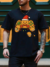 Gaming Gingerbread Men's Everyday Graphic T-Shirt  - 100% Cotton T-Shirts For Men, Casual Black Tee