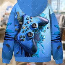 Gamer Hoodie Blue Gamer Zip-Up Hoodie 3D Print Game Controller Casual Long Sleeve for FallWinter Men's Hoodies Women's Hoodie