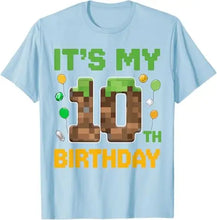 Birthday Boy It's My 10th Birthday Gamer Pixel Number T-Shirt 10 Years Old Sons Nephew B-day Novelty Gift Video Game Saying Tee
