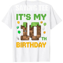 Birthday Boy It's My 10th Birthday Gamer Pixel Number T-Shirt 10 Years Old Sons Nephew B-day Novelty Gift Video Game Saying Tee