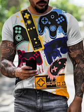 Neon Game Controller 3D Print Men's T-Shirts Short Sleeve T Shirt O-Neck Oversized Streetwear Tees Harajuku Tops Unisex Clothing