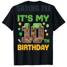 Birthday Boy It's My 10th Birthday Gamer Pixel Number T-Shirt 10 Years Old Sons Nephew B-day Novelty Gift Video Game Saying Tee