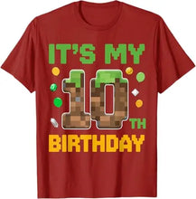 Birthday Boy It's My 10th Birthday Gamer Pixel Number T-Shirt 10 Years Old Sons Nephew B-day Novelty Gift Video Game Saying Tee