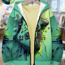 Gamer Hoodie Blue Gamer Zip-Up Hoodie 3D Print Game Controller Casual Long Sleeve for FallWinter Men's Hoodies Women's Hoodie