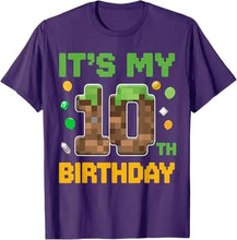 Birthday Boy It's My 10th Birthday Gamer Pixel Number T-Shirt 10 Years Old Sons Nephew B-day Novelty Gift Video Game Saying Tee