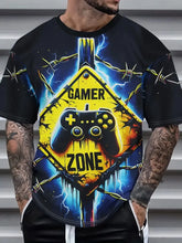 Men's Printed Game T-Shirt New In Casual Round Neck Short Sleeve Gaming Tshirts For Men Fashion Mens Gamer Tee Shirts Tops