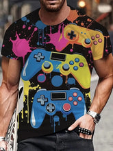 Neon Game Controller 3D Print Men's T-Shirts Short Sleeve T Shirt O-Neck Oversized Streetwear Tees Harajuku Tops Unisex Clothing